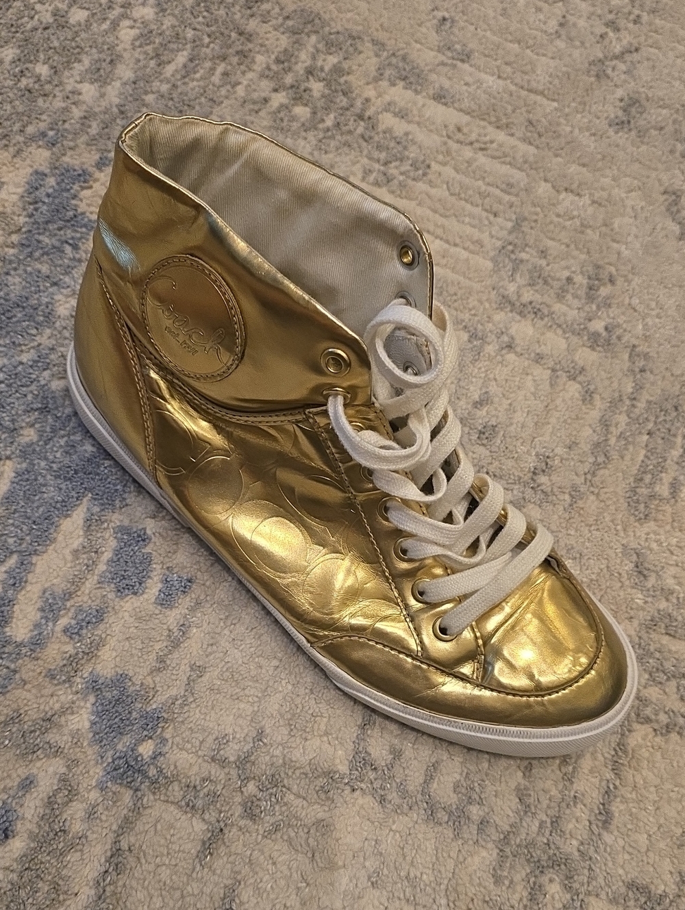 Coach Women's Metallic Gold High-Top Sneaker